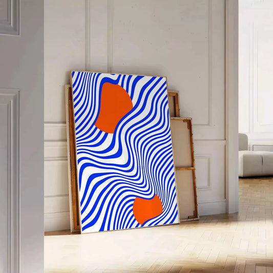 space vibrant orange blue graphic poster stunning wall art rich hues eye centerpiece unique gift personal artwork room print available standalone piece
