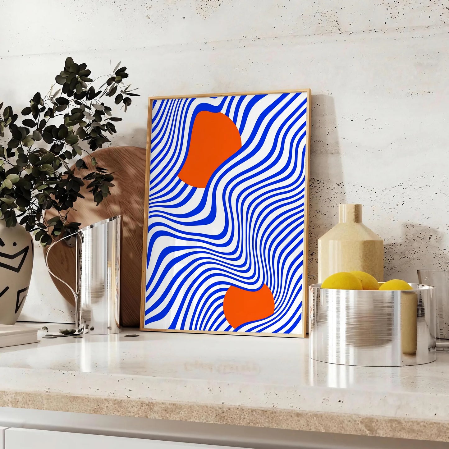 space vibrant orange blue graphic poster stunning wall art rich hues eye centerpiece unique gift personal artwork room print available standalone piece