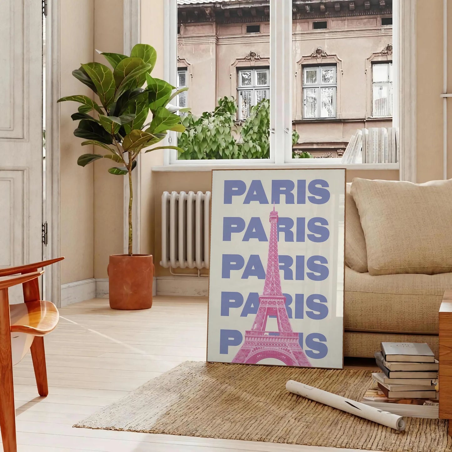 space stunning Paris poster lush green crisp white hues captivating artwork essence home ideal gift wall art print decor enthusiast sizes A4 cm A0
