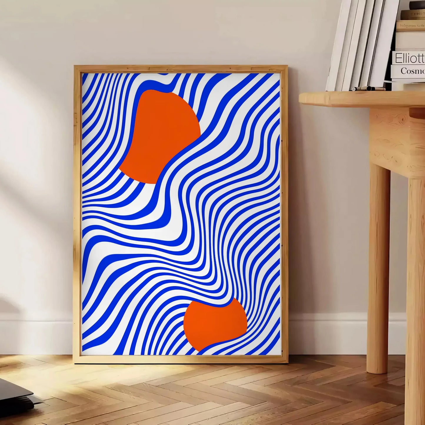 space vibrant orange blue graphic poster stunning wall art rich hues eye centerpiece unique gift personal artwork room print available standalone piece